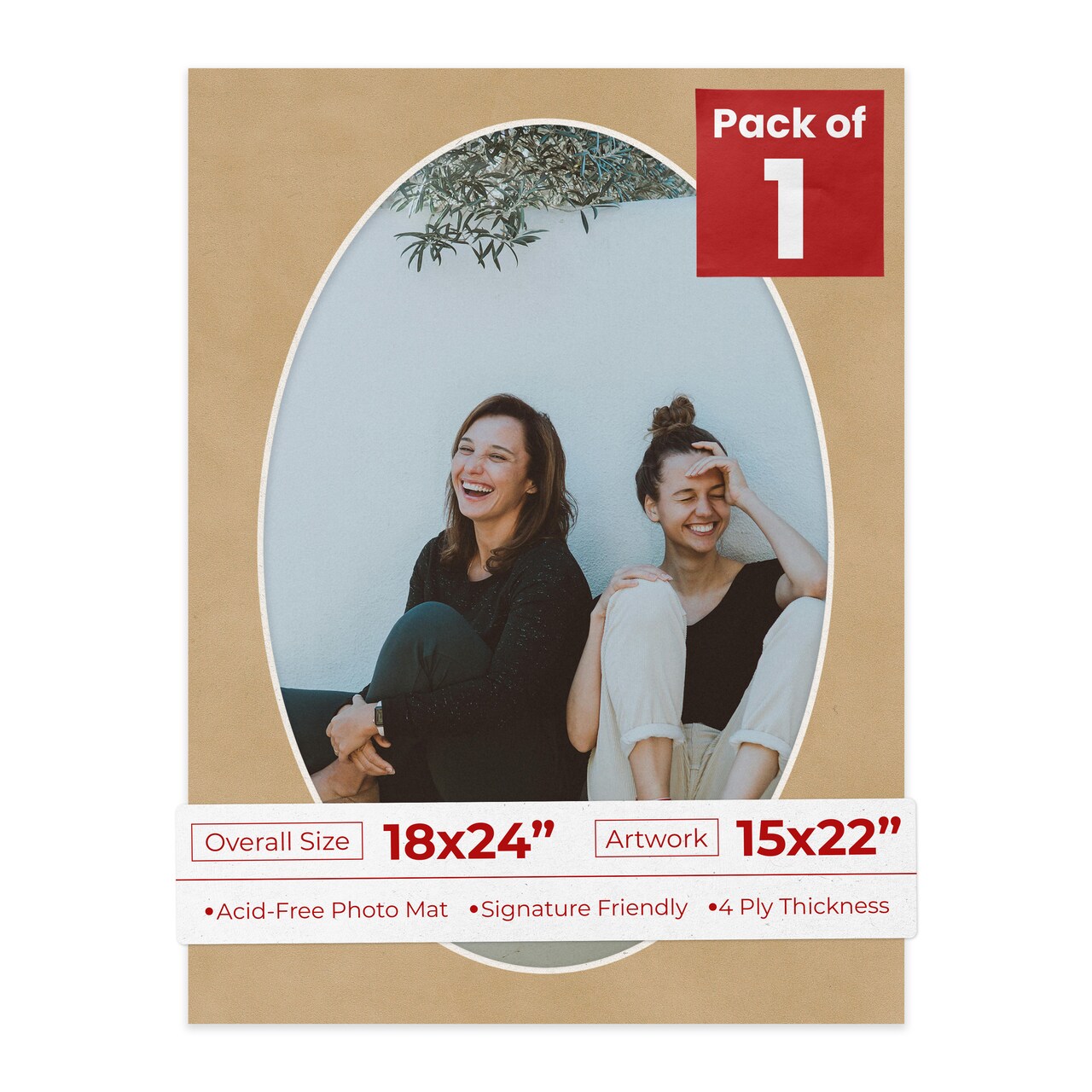 Beige Suede Mat Board for 18x24 Frames - Oval Opening for 15x22 Photos